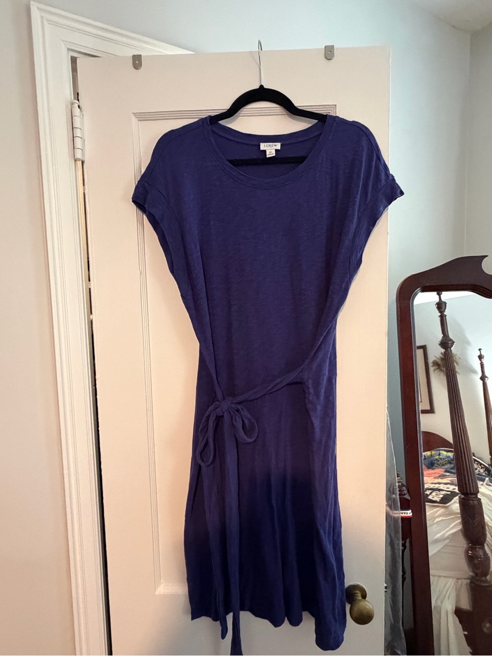 J. Crew Deep Purple Tie-Waist Mini Dress - Picture 2 of 6